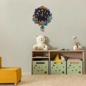 Resim 3 Boyutlu Ahşap Uzay Ve Gezegenler Çocuk Odası Ahşap Duvar Saati Elf-2312023 