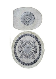 Resim Dijital Baskılı 3 Parça Kaymaz Tabanlı Banyo Paspas Takımı Mavi 