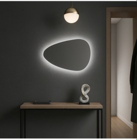 Resim 40x80 Cm Modern Oval Led Banyo Aynası Dokunmatik Dim Edilebilir, 6500k Beyaz Işık Beyaz 