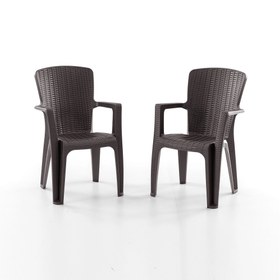 Resim Evdemo Side 2'li Rattan Sandalye Kahve 