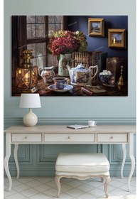 Resim Çay Keyfi Mutluluk Çayı Dekoratif Cafelere Kafelere Özel Dekoratif Kanvas Tablo 90 x 60 