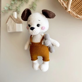 Resim Amigurumi Tulumlu Köpüş Oyuncağım - 3 Parça Bebek Seti 