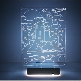 Resim Çocuklara Özel Hediye Şato Ejderha 3D Masaüstü Led Lamba 