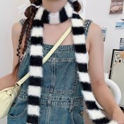 Resim 1 Renk Eşleştirme Uzun ve İnce Şerit, Dar ve Uzun, Çizgili Peluş, Niche Tasarım, Sıcak Kız Çok Yönlü, Atmosfer, Kore Yeni Stil Moda Eşarp 