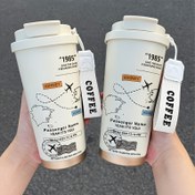 Resim 1 adet 530ML Uçak Rotası Haritası Termos Bardağı, Bireysel, Karikatür, Yaratıcı, Çift İçme Kahve Bardağı, İzolasyon ve Soğutma için Taşınabilir Su Bardağı, Parti Hediyesi, Ofis, Aile, Seyahat Temel, Sevgililer Günü Hediyesi 