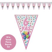 Resim 6 Yaş Pembe Flama Bayrak Set Süs Tüm Yaşlar 