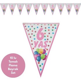 Resim 6 Yaş Pembe Flama Bayrak Set Süs Tüm Yaşlar 