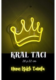 Resim Neon Yazı Tabela Dekoratif Şeffaf Led Işık Kral Tacı 