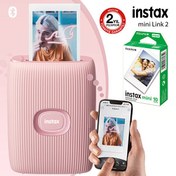 Resim Instax Mini Link 2 Toz Pembe Akıllı Telefon Yazıcısı Ve 10'lu Mini Film Fujifilm