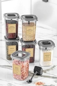 Resim Alessi 6 Adet Kendinden Kaşıklı Etiketli Baharatlık Seti 450 Ml Antrasit 