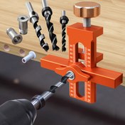 Resim 2'si 1 Arada Dolap Kapısı Montaj Pozisyonlayıcı & Geri Dönüşlü Delme Jig - Alüminyum Alaşımlı Manuel Alet, 7-41mm Sıkma Aralığı, İki Yönlü Ölçekli, Gardırop Kapı Panelleri için Kaymaz Pedler (Turuncu), Pratik Tasarım, Dayanıklı Yapı 