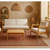 Resim Zem Favela Bohem Çay Seti Natürel Ahşap,kırık Beyaz(1 ADET IKİLİ BERJER 1 ADET TEKLİ BERJER 1ADET SEHPA) 