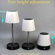 Resim 1 adet Taşınabilir Kablosuz LED Ayarlanabilir Masa Lambası - Yatak Odası, Yemek Odası veya Romantik Atmosfer için Ayarlanabilir Yükseklikli Şarj Edilebilir Dokunmatik Gece Işığı, Beyaz Gölge, Pil Güçlü Tasarım, Ortam Aydınlatması | Ayarlanabilir Yükseklikte Lamba | Pürüzsüz Plastik Tasarım, Şarj Edilebilir Masa Lambası 