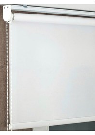 Resim İthal Kalın Ekru Mat Beyaz Zebra Stor Güneşlik Perde Etek Dilimsiz Alüminyum Kasa 1. Kalite Ekru 