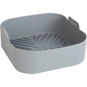 Resim Yeniden Kullanılabilir Airfryer Silikon Sepet Fırın Pişirme Tepsisi Kızarmış Pizza Tavuk Sepeti Temizlenmesi Kolay Hava Fritözü Liner Gri (Yurt Dışından) 