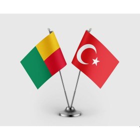 Resim Benin Bayrağı Ve Türk Bayrağı İkili Saten Masa Bayrağı Takımı Diğer 