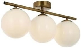 Resim Lambadar Gold Üçlü Modern Beyaz Camlı Plafonyer Avize Gold-Beyazcam Tek Ebat 0077-3Goldglopbeyazcamm 