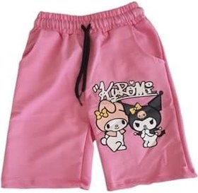 Resim Arya Nisa Kids KIZ ÇOCUK KUROMİ BASKILI TİŞÖRT ŞORT PAMUKLU ALT ÜST 2 PARÇA PEMBE TAKIM YAZLIK YENİ SEZON 