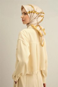 Resim Armine Klasik Desenli Saf İpek Twill Eşarp 9346d 33 BEj 