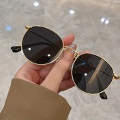 Resim Kadınlar ve Erkekler için Retro Yuvarlak Moda Gözlükleri Metal Gözlük 