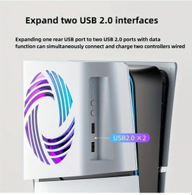 Resim Motion003 Al-p5272 Rgb Led Ps5 Slim Bilgisayar Soğutucu Fan 4.7 İnç Büyük Fan Abs Malzeme Yan Panel Havalandırmalı Akıllı Soğutma 