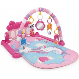 Resim Oyun Halısı Aynalı Çıngıraklı Işıklı Müzikli Pembe Unicorn Çocuk Gelişimine Yardımcı Bebek Halısı 