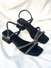 Resim Bulutmod Ba04262 Siyah Kadın İki Taşlı Abiye Yumuşak Taba 3 Cm Topuklu Ayakkabı - 39 Siyah - Antrasit 