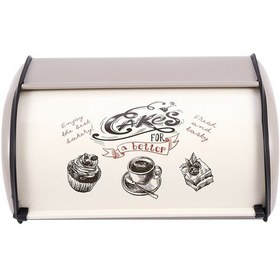 Resim Vintage Ekmek Kutusu Depolama Rulo Üst Açık Gri Ekmek Atıştırmalık Kutuları 