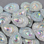 Resim 20 adet Büyük Gözyaşı Reçine Taşlar, 18x25mm AB Beyaz Simli Mücevherler DIY Dans Kostümleri için, El Sanatları ve Dekorasyon için Parlak Yüzeyli Tasarım 