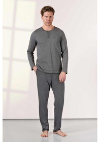 Resim Doreanse Erkek Uzun Kol Gri Pijama Takım C0t3n5o4 001 
