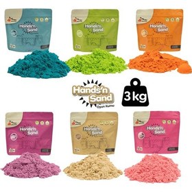 Resim Playever Hands'n Sand Doğal Kinetik Kum 3kg - 6 Renk Çok Renkli 