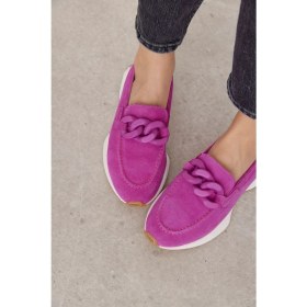 Resim Nilufarr Darius Pembe Süet Zincir Aksesuarlı Kadın Sneaker 