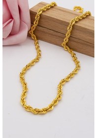 Resim 14 Ayar Altın Zincir 4 Mm Halat Zincir 80 Cm Uzunluk Kadın Kolye 