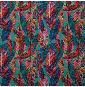 Resim Zeminli Uzun Yapraklar Dokuma Dijital Baskılı Petek Kumaş 