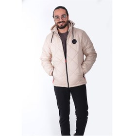 Resim Su Ve Rüzgar Geçirmez Jel Elyaflı Kapitone Cepli Spor Mont Bej 