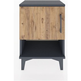 Resim Arges Komodin 2 Raflı Tek Kapaklı 44x30x64 Antrasit-çam Antrasit 