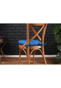 Resim Altınpamuk Altınpamuk Lüx Pofidik Mavi Sandalye Minderi Özel Lüx Dikişli Bağ 