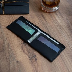 Resim minimal X Hakiki Deri Para Cüzdanı - Minimalist Tasarım - El Yapımı - Siyah 
