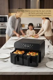 Resim Sinbo SCO-5062 XXL Dual Zone Air Fryer 9 Litre – Çift Hazneli, Dijital, Yağsız Fritöz 