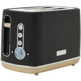 Resim Dorchester 2'li Set Kettle ve Ekmek Kızartma Makinesi, Mat Siyah ve Ahşap Vurgular 