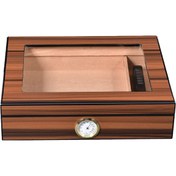 Resim Falconetti Cigarol Parlak Kahverengi Camlı Humidor Puro Kutusu Rc09 