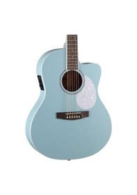 Resim Cort Jade Classic Skop Akustik Gitar - Sky Blue Orta Seviye Retro Tasarım, İnci Kaplama Başlık Ve Koruyucu, Open Pore Mat Bitiş Ve Parlak Sky Blue Rengi 
