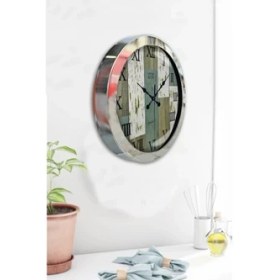 Resim Bahat Krom Çerçeveli Salon Ofis Duvar Saati 36 cm 