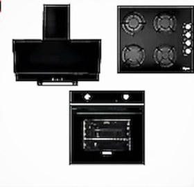 Resim Alpina Siyah Statik Cam Ankastre Set 