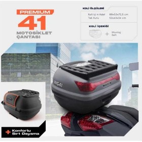 Resim Wogen 41 Litre Premium Sırt Dayamalı Motosiklet Çantası - Nardo Gri - 1405 006 Gri 