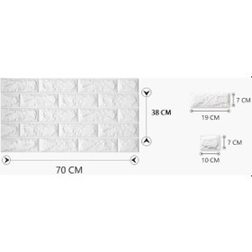 Resim Renkli Duvarlar Kendinden Yapışkanlı 3D Duvar Kağıdı Paneli 70 x 38 Cm Beyaz 
