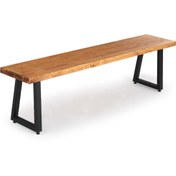 Resim FLORA WOOD 140x32 Doğal Ahşap Ladin Kütük Ağaç Bench Bank Eğik U Ayak 