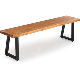 Resim FLORA WOOD 180x32 Doğal Ahşap Ladin Kütük Ağaç Bench Bank Eğik U Ayak 