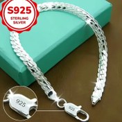 Resim 1 adet 925 Sterling Gümüş El Zinciri Küba Bağlılığı Takı Erkekler, Kadınlar için - Partiler, Düğünler, Hediyeler, Düğün Aksesuarları, Zarif Aksesuar, Parlatılmış Bitiş 