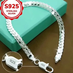 Resim 1 adet 925 Sterling Gümüş El Zinciri Küba Bağlılığı Takı Erkekler, Kadınlar için - Partiler, Düğünler, Hediyeler, Düğün Aksesuarları, Zarif Aksesuar, Parlatılmış Bitiş 
